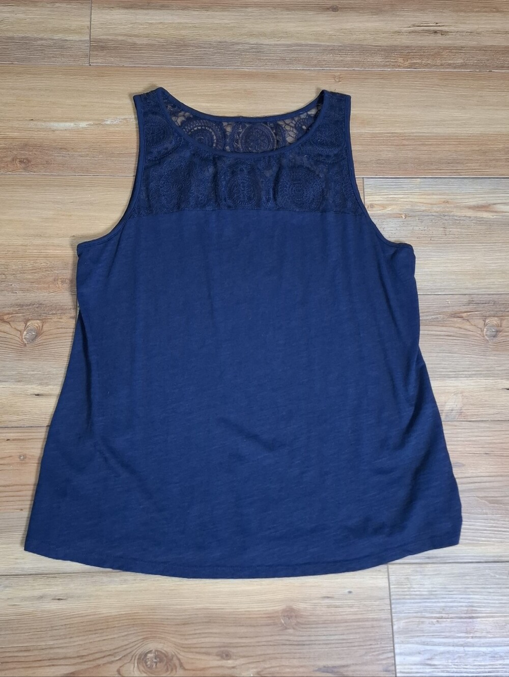 Lane Bryant Lace Trim Tank Top Women's 14/16 Navy Blue